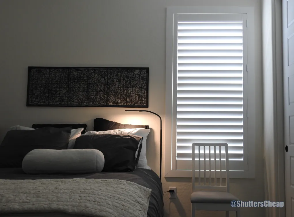 Home office with basswood shutters